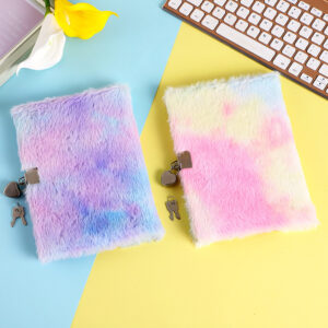 Cartoon Fishtail Pearl Plush Children’s Cute Notebook With Lock